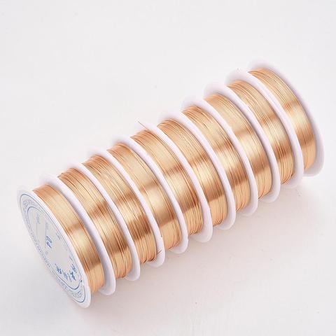 1Roll 0,2/0,3/0,4/0,5/0,6/0,7/0,8mm de abalorios de joyería de alambre de cobre Alambre de cuerda para artesanías de larga duración en luz de oro de plata de Color ► Foto 1/6