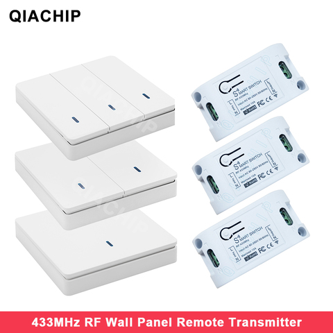 QIACHIP-Panel de pared transmisor de control remoto inalámbrico, interruptor RF de 1, 2 y 3 botones para bombilla de luz, control para el hogar y la sala de estar ► Foto 1/6