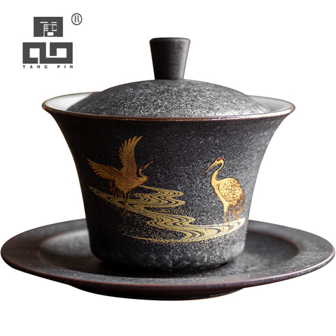 TANGPIN-taza de té de cerámica gaiwan, hecha a mano, turen kungfú chino, juego de tazas para té ► Foto 1/6