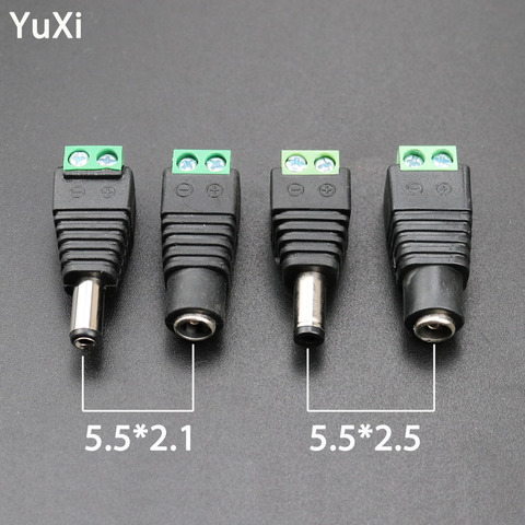 YuXi macho DC de 12V 12V 5,5*2,1mm 5,5*2,5mm DC Power macho y hembra adaptador conector Jack para CCTV de luz LED de un solo color ► Foto 1/6