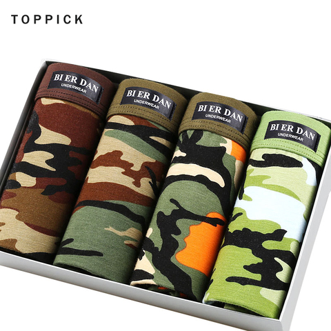 Calzoncillos bóxer de camuflaje para hombre, ropa interior Sexy, Modal, bokserki, 4 Uds. ► Foto 1/6