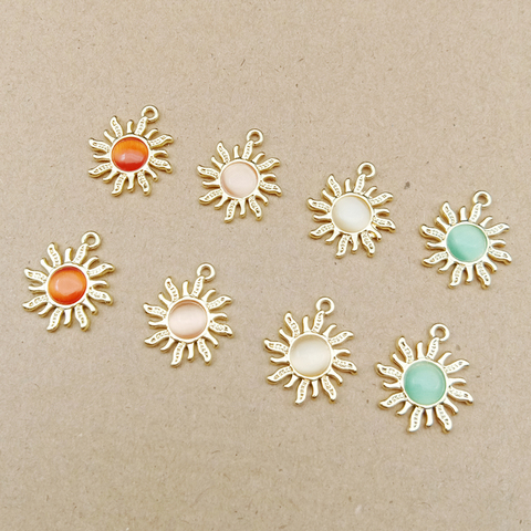 Abalorios del sol con diamantes de imitación, para hacer joyas, pendientes, pulsera y collar, 10 Uds., 18x21mm ► Foto 1/6
