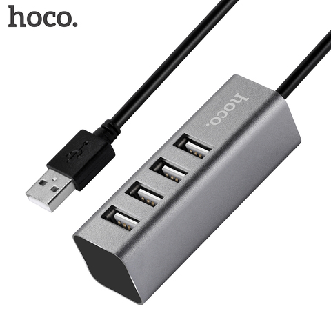 HOCO-concentrador de red USB Universal, 4 puertos USB 2,0 con Cable Micro USB, Mini enchufe de alta velocidad, adaptador de Cable divisor para iMac PC ► Foto 1/6