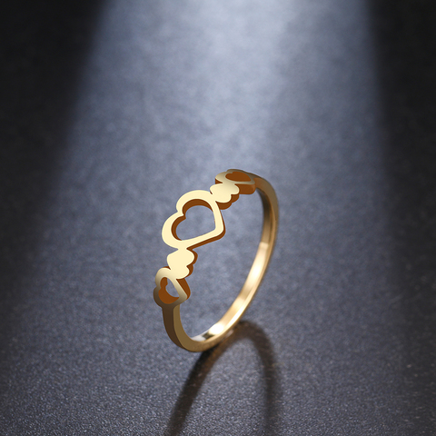 DOTIFI anillo para mujer en forma de corazón hueco con diseño de corazones Linda moda Acero inoxidable amor joyería joven regalo E143 ► Foto 1/6