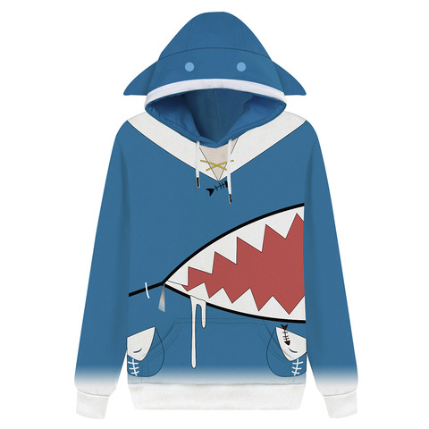 Hololive inglés VTuber Gawr Gura Cosplay Sudadera con capucha Sudadera estampada 3D hombres prendas de calle mujer Casual suéter chaqueta con cremallera abrigo ► Foto 1/4