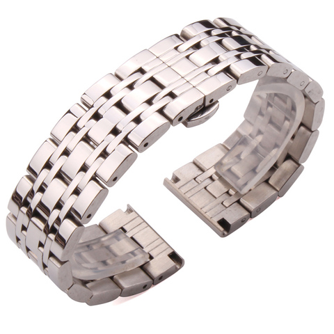 Correas de Metal para reloj, accesorios de pulsera de acero inoxidable pulido de plata, 18mm, 20mm, 22mm ► Foto 1/6