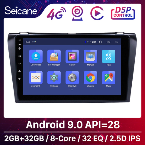 Seicane-Radio con GPS para coche, reproductor Multimedia con Android 9,0, 9 pulgadas, 2DIN, cuatro núcleos, HD, 1024x600, para Mazda 3, 2004, 2005, 2006, 2007, 2008, 2009 ► Foto 1/1