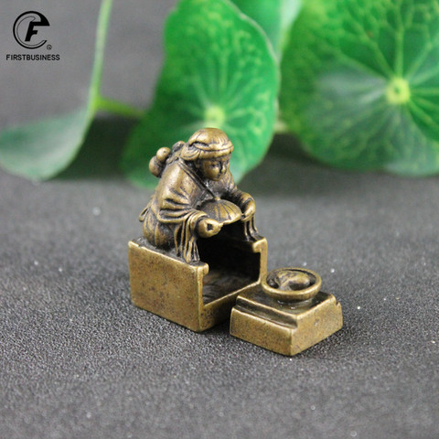 Figura en miniatura de bronce antiguo con sello de riqueza, estatua de sapo de latón de la suerte, decoración Feng Shui ► Foto 1/6