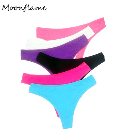 Moonflame-Tanga de algodón para mujer, 5 unidades por lote, ropa interior Sexy, 87181 ► Foto 1/6