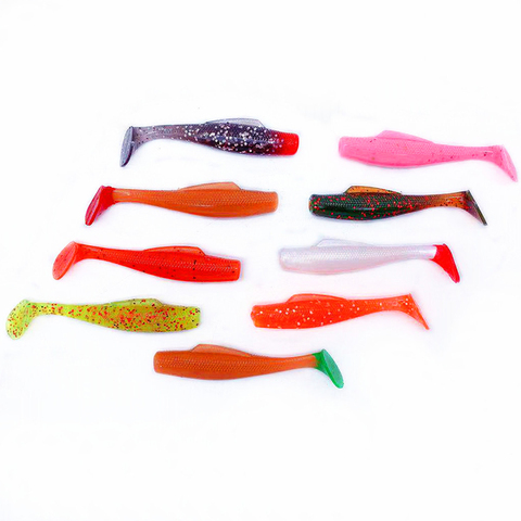 Wokotip 6 unids/lote 8cm 5g Pesca suave Artificial atraer Japón Shad gusano Swimbaits de la cabeza de la plantilla de Pesca con mosca de caucho de silicona de pescado ► Foto 1/6