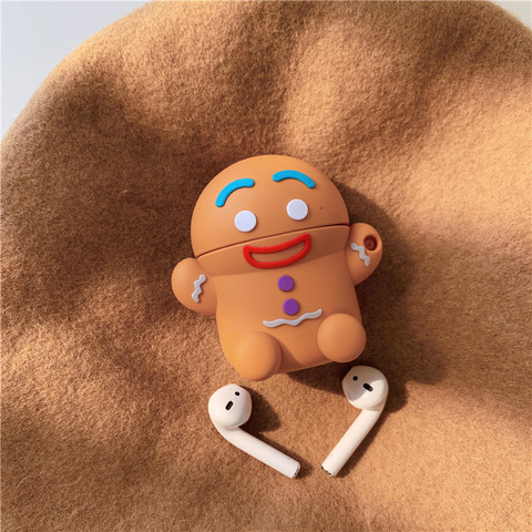 3D lindo Navidad pan de jengibre hombre caribú de estuches para auriculares para los Airpods de Apple 1 2 Funda caso de auriculares ► Foto 1/6