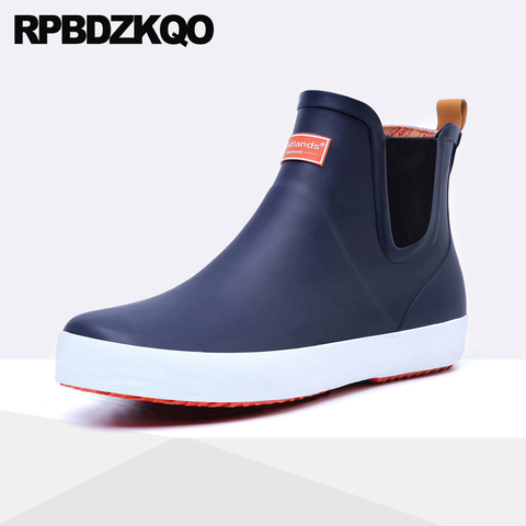 Talla Grande Impermeable Azul Diseñador Barato Cima Mas Alta Cloruro De Polivinilo Corto Botines Los Hombres Se Ponen Zapatos Casuales Tobillo Lluvia Rojo Caucho Botas Extra Cómodo Masculino Moda Calzado ► Foto 1/6