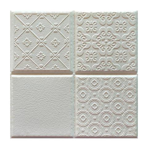 Pegatinas decorativas de azulejo de pared 3D, cuadradas autoadhesivas, impermeables, simples, fáciles de pelar, para decoración del hogar, pared de cocina (blanco) ► Foto 1/6