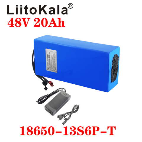 LiitoKala-batería de litio para bicicleta eléctrica, 48V, 20ah, 13s6p, 1000W, 20A, BMS ► Foto 1/5