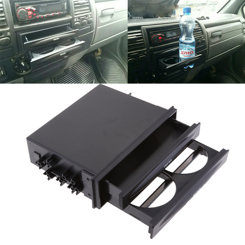 Soporte Universal para coche y camión con Radio Din, caja de almacenamiento para bebida de bolsillo, portavasos y caja de almacenamiento ► Foto 1/6