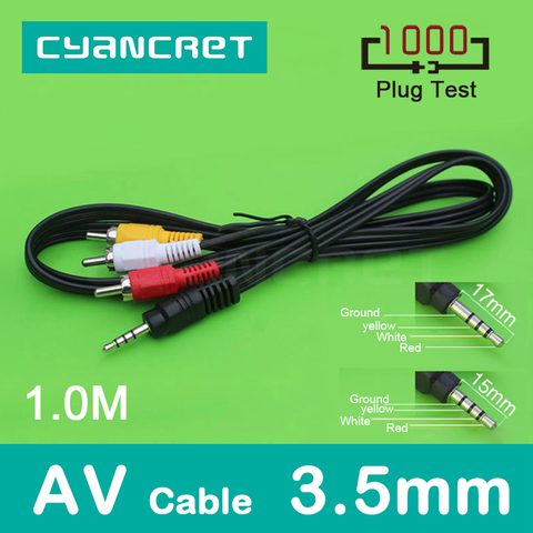 Cable AV Cable Jack de 3,5mm a 3 RCA Cable de Audio y Video macho a macho para Android TV caja de altavoz proyector de televisión VCD DVD MP4 jugador ► Foto 1/6