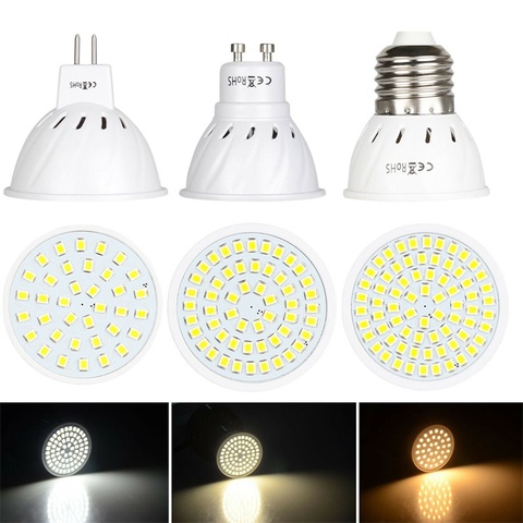 GU10 LED E27 lámpara E14 foco bombilla 36 54 72 leds lámpara 220V GU 10 bombillas led MR16 Lampada de la luz del punto 12V 24V lámpara brillante ► Foto 1/6