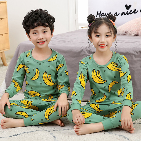 Niños Niñas Pijamas Otoño Invierno Manga larga Conjunto de ropa para niños  Ropa de dormir Conjuntos de pijamas de algodón para niños 2 4 6 8 10 12