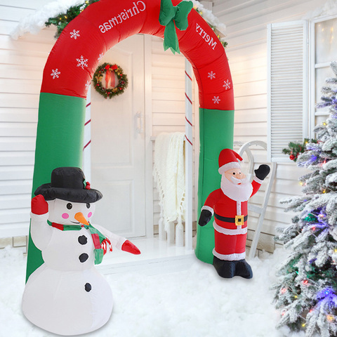 Arco de inflable de Navidad alta de 2,4 m, arco de dibujos animados 3D con Papá Noel, muñeco de nieve para Navidad, regalo de fiesta de año nuevo ► Foto 1/6