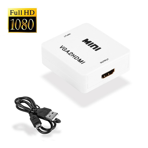 Adaptador convertidor de 1080P VGA a HDMI, conector VGA2HD compatible con puerto de Audio para PC, portátil, HDTV, proyector, caja de vídeo ► Foto 1/6