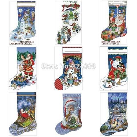 Calcetines de Navidad con punto de cruz, 11CT, 14CT, 18CT, Kits de punto de cruz chino, juegos de costura bordada ► Foto 1/6