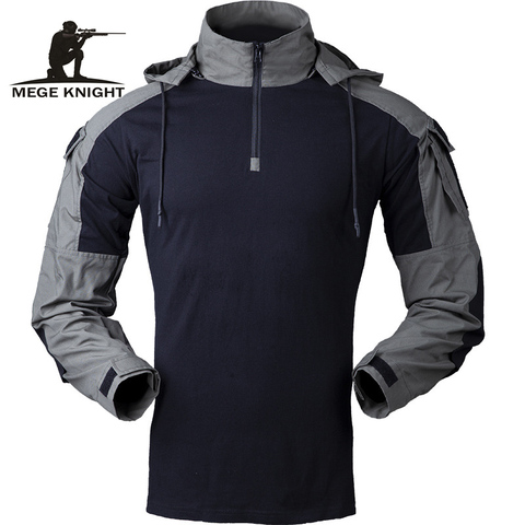 MEGE combate táctico camisa manga larga para hombre ropa militar soldados del ejército con capucha sólido camisa prendas de vestir Ripstop Dropshipping. Exclusivo. ► Foto 1/6