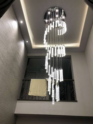 Lámpara de araña para techos altos, candelabro de techo alto para Villa, escaleras de entrada, espiral colgante, lámparas largas, candelabro de cristal para escalera, luces colgantes Lámparas largas para escalera ► Foto 1/6