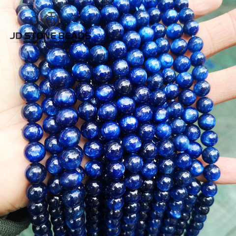 Beads7-8mm de cianita azul para hombre, tamaño a elegir, Color azul redondo, precio al por mayor, collar, colgantes, accesorio para fabricación de joyas ► Foto 1/6