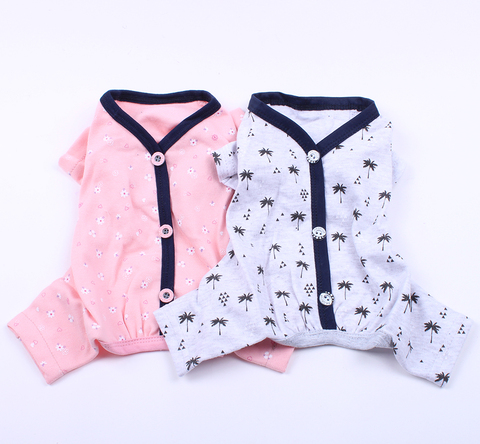 Mono para perro y gato, camisa 100% de algodón, Chándal estampado para cachorro, pijama Floral, Pantalones, camiseta, 5 tamaños, 2 colores ► Foto 1/6