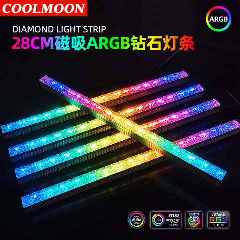 Tira de luces Led RGB de aluminio, 5V, 3 pines, ARGB, Diamante magnético Multicolor, lámpara de ambiente de Color para carcasa de ordenador y chasis ► Foto 1/6