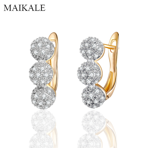 MAIKALE-pendientes redondos de oro con Micro incrustaciones para mujer, pendientes de circonita cúbica, joyería delicada ► Foto 1/6