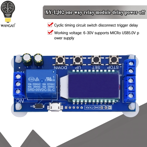 WAVGAT Micro USB pantalla LCD Digital de relé de retardo de tiempo módulo DC 6-30 V Control de Temporizador multifunción interruptor ciclo de módulo ► Foto 1/6