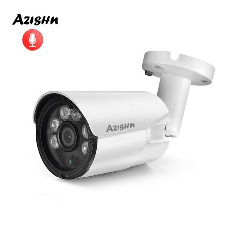 AZISHN H.265 + 5MP/3MP/2MP cámara IP ONVIF Audio 6IR visión de noche de Metal IP67 al aire libre DC/POE Video de seguridad CCTV cámara de vigilancia ► Foto 1/6