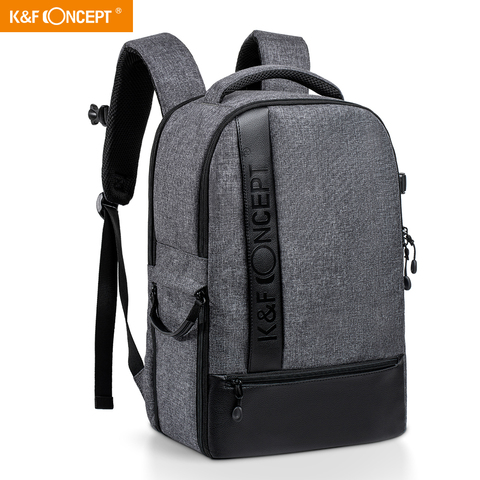 K & F CONCEPT-Bolso multifuncional para ordenador portátil, mochila impermeable para cámara fotográfica, tamaño grande, para Canon, Nikon, Sony, Fujifilm, SLR ► Foto 1/6