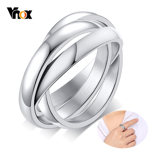 Vnox-Anillos De Compromiso Triple entrelazados para mujer, de acero inoxidable, tres en uno, regalo de San Valentín ► Foto 1/6