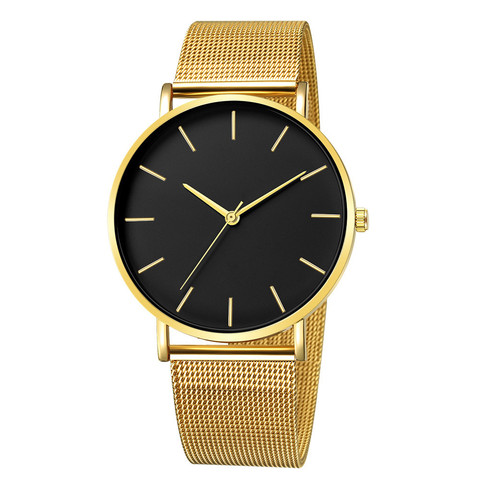 Relojes de lujo para hombre, relojes de malla de acero inoxidable dorado, relojes de pulsera de cuarzo para hombre, reloj Masculino, reloj para hombre ► Foto 1/6