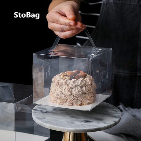 StoBag-caja transparente para Tartas, 10 Uds., caja portátil transparente para repostería, repostería, queso, cajas de empaque para torta para decoración de pastel de cumpleaños ► Foto 1/6