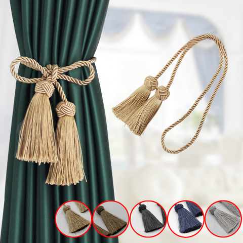 Abrazaderas con borlas para cortinas, accesorios decorativos para el hogar, cuerda de cortina de poliéster, 9 colores, 1 Uds. ► Foto 1/6