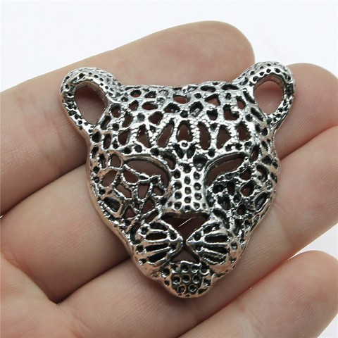 WYSIWYG 1pcs 45x43mm cabeza leopardo Animal encanto colgantes para fabricación de joyas de colgantes de cabeza encanto leopardo ► Foto 1/1