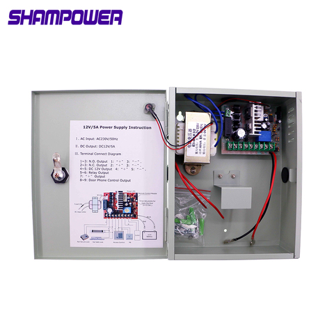 Fuente de alimentación con Control de acceso, DC12V, 3A, 5A, 10A, 20A, 12V, UPS, batería de soporte para todo tipo de cerradura de puerta eléctrica con retardo de tiempo ► Foto 1/5