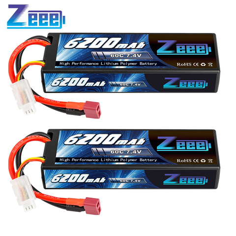 Zeee-batería Lipo de 7,4 V, 60C, 6200mAh, con enchufe decanos, 2S, rígida, RC, para coche, camión, vehículos, bote Truggy, 2 unidades ► Foto 1/6