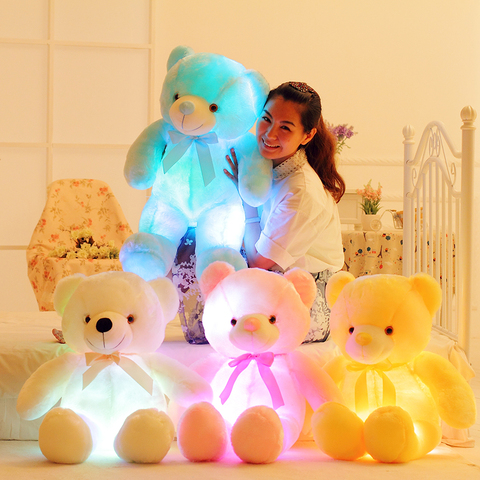 50cm creativo luz LED oso de peluche animales de peluche de felpa de juguete colorido brillante regalo de Navidad para los niños almohada ► Foto 1/6