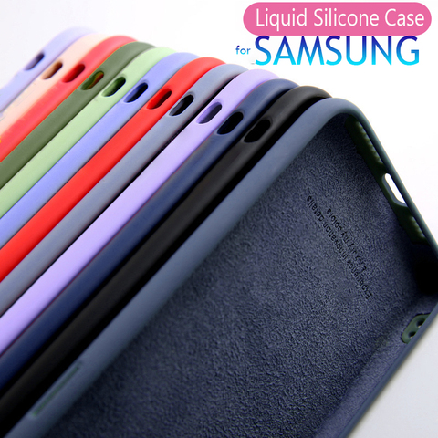Líquido de silicona caso para Samsung Galaxy M21 M31 M31S M51 S20 FE A11 A21S A31 A41 A51 A71 4G M11 A12 bebé piel mate casos de la cubierta ► Foto 1/6