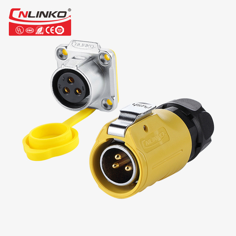 Cnlinko-conector de alimentación circular M20 impermeable IP67, 3 pines, macho y hembra, con pantalla LED, aprobado por UL ► Foto 1/6