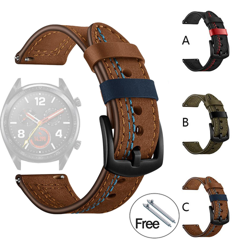 Correa de cuero para reloj Samsung Galaxy Watch Active 2, correa de reloj de 20mm, 22mm, 42, 46mm, Gear S3, para Amazfit Bip, Huawei Watch ► Foto 1/6