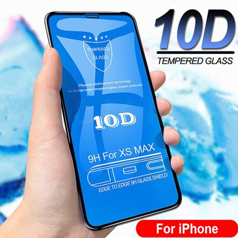 Protector de pantalla de vidrio templado 10D para iPhone, Protector de pantalla con borde curvado completo, antihuellas, para iPhone 12, 11 Pro, Max, XS, XR, X, 8, 6S Plus, SE2, i12Mini ► Foto 1/6