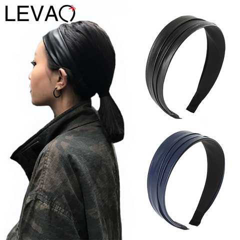 LEVAO-Diadema de cuero sintético para niña y mujer, bandana elegante con bisel, turbante bohemio, accesorios para el cabello, Aro para la cabeza 2022 ► Foto 1/6