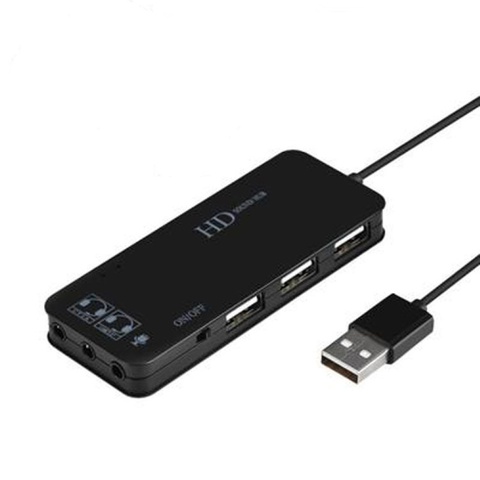 Adaptador de micrófono de sonido multiusb, divisor de interfaz de tarjetas de sonido de 7,1 canales, HUB USB 2,0, lector de tarjetas de 3 puertos para ordenador portátil y PC ► Foto 1/6