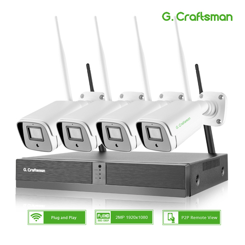 CCTV inalámbrico sistema 4CH 8CH 1080P 2TB 2MP NVR Wifi IR-CUT de circuito cerrado de televisión al aire libre cámara IP sistema de seguridad Kit de videovigilancia vmeyesuper de ► Foto 1/5