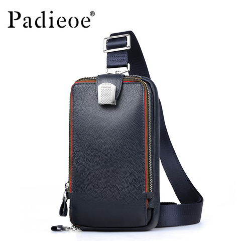 PADIEOE-Bolso de hombro de piel auténtica para hombre, bolsos cruzados para pecho, alta calidad ► Foto 1/5